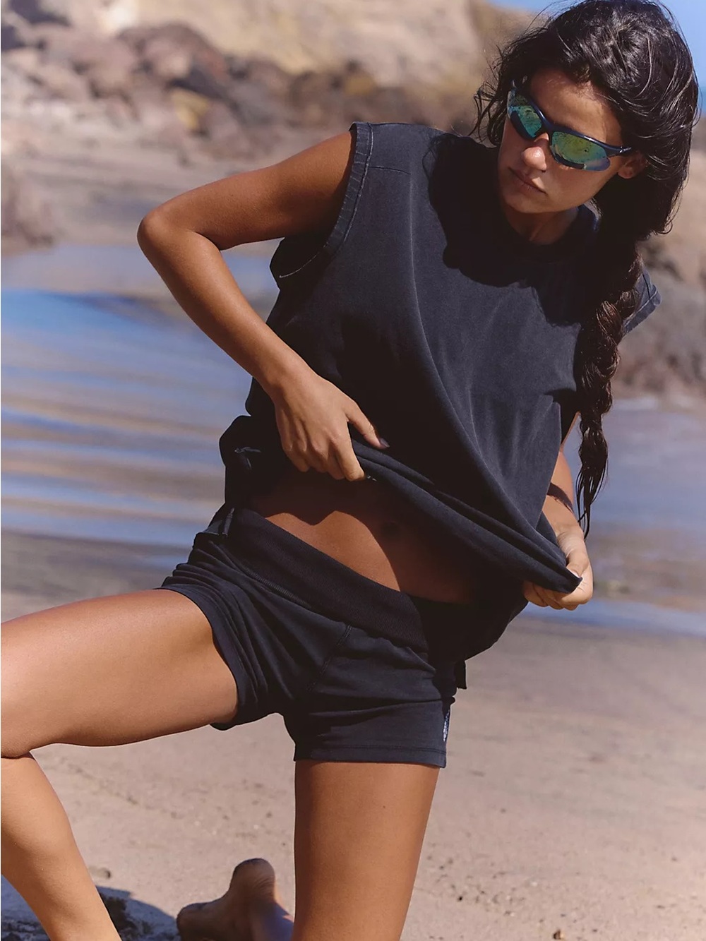 FP Movement Hot Shot Micro Set Shorts Black High Rise Size M Free People - Picture 2 of 10